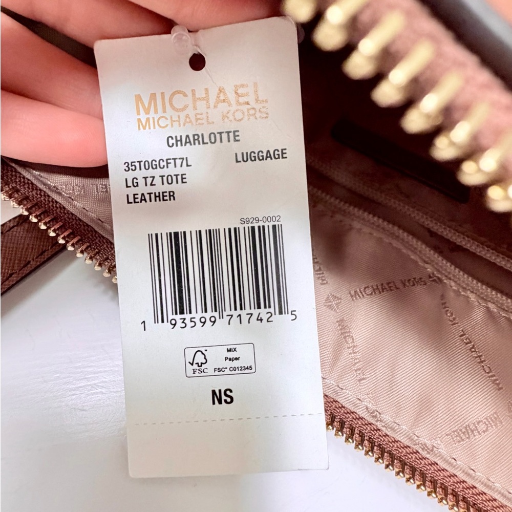 Michael Kors Luggage Tan Saffiano Leather Tote with MK Charm - Picture 8 of 8